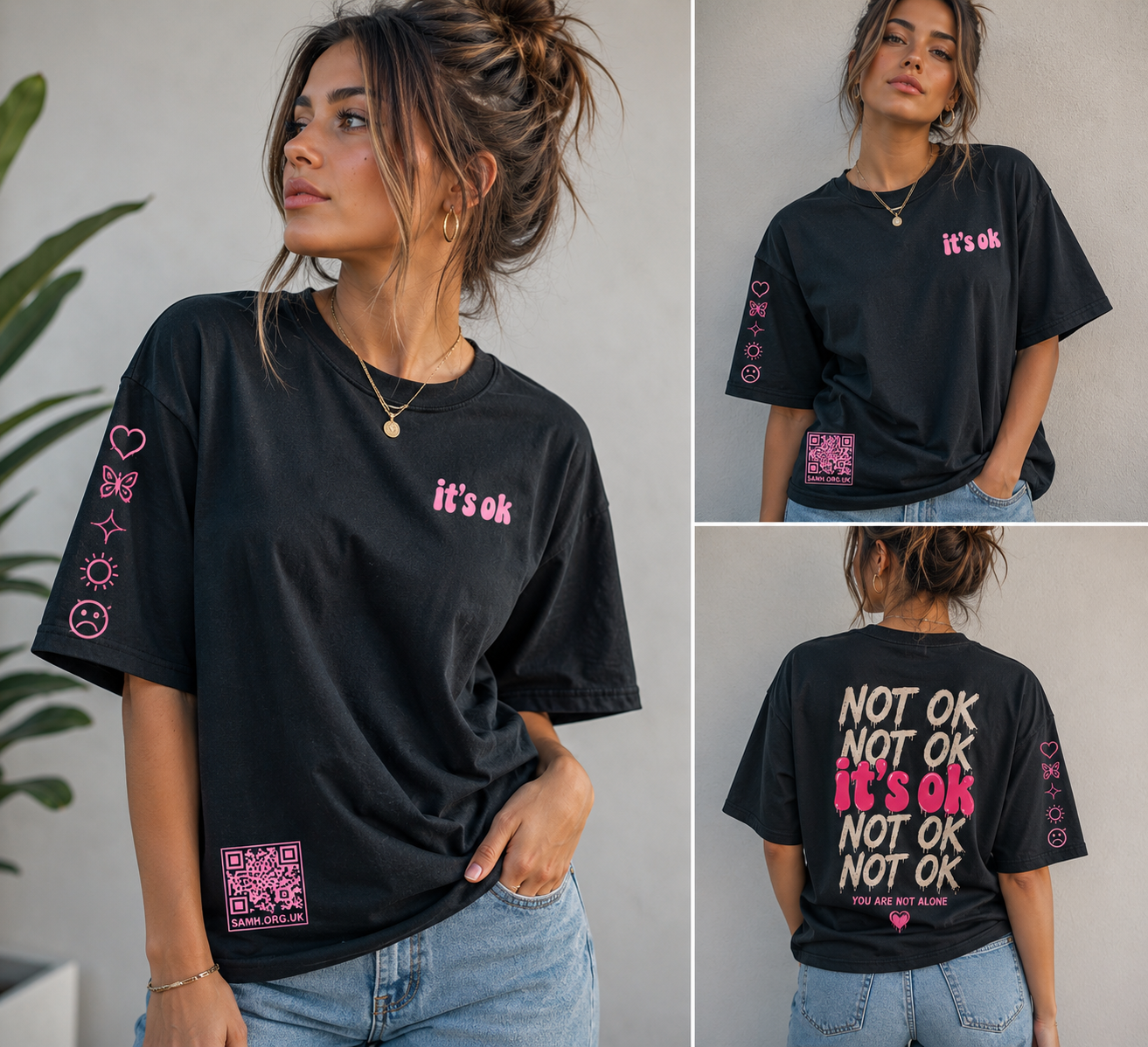 SAMH x Wasted youth collaboration its ok t shirt